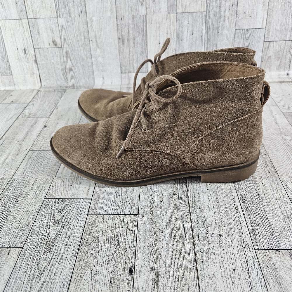 Lucky Brand Boots Womens 8.5 M Garboh Chukka Booties Brown Leather Lace Up Cuban